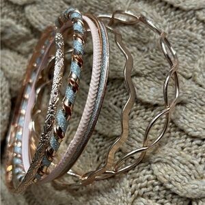 6 piece rose gold and silver sparkle bangle set !